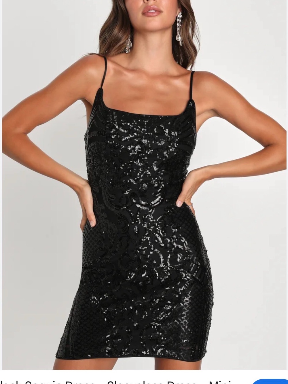 Lulu's Black Sequin Mini Slip Dress